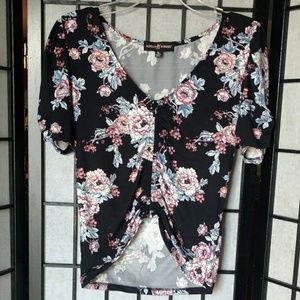 Stretch Cinched Floral Crop Top